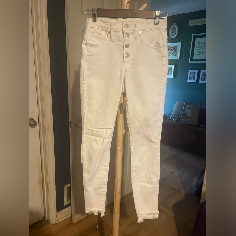 Madewell 10" High-Rise Skinny Jeans Button-Fly White Womens Size 24  C003